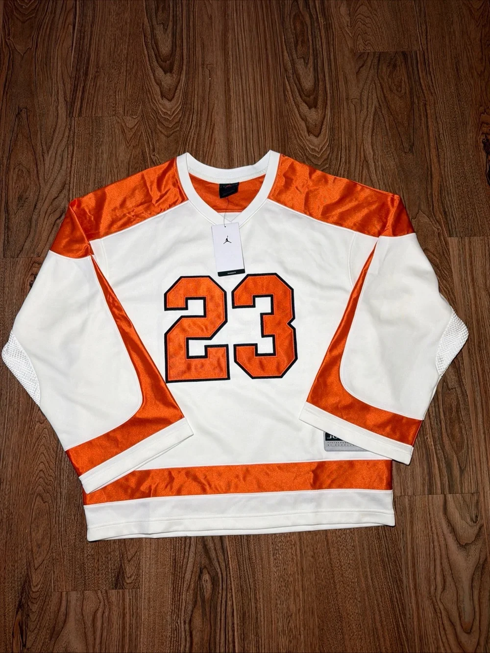 Men's Jordan Brooklyn Collegiate Hockey Jersey White Orange HV0109-133 Size S